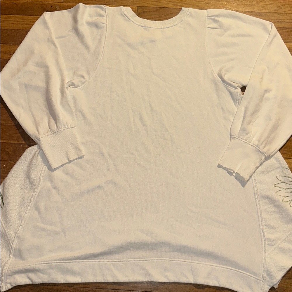 Free People Cream Floral Daisy Oversized Sweatshirt with Yellow and Green Print - Picture 13 of 14